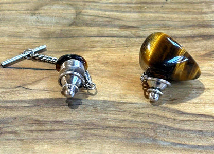 Antique Tiger Eye 5 Piece Menswear, Set Cufflinks, Tie Clip and Tie Tacks - Men&#39;s five Piece Suit Accessories Tigers Eye Statement Pieces