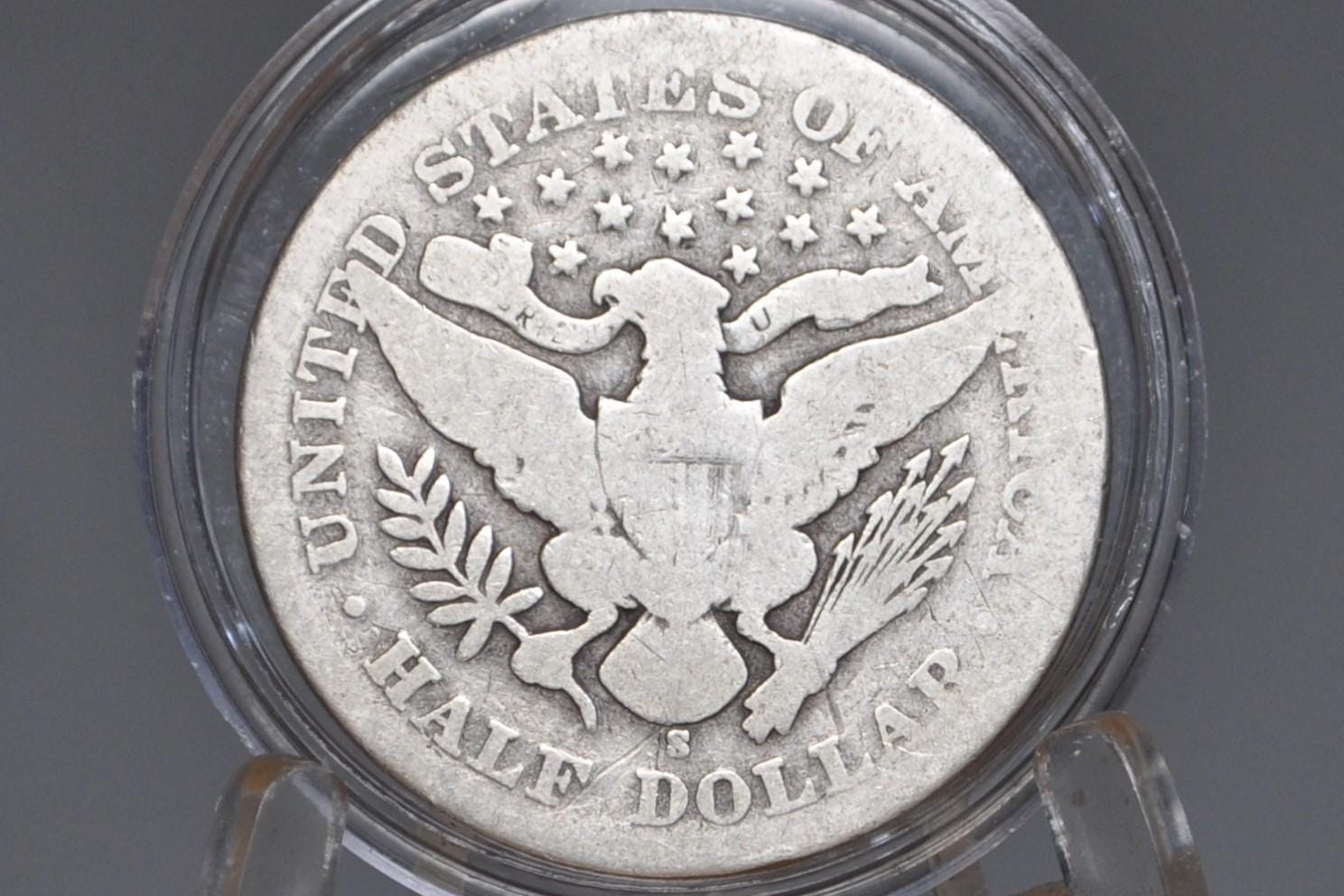 1905 Barber Silver Half Dollar, Great Date - VG (Very Good) Grade/Condition, San Francisco Mint 1905 Half Dollar 1905 Barber 50 Cent Coin