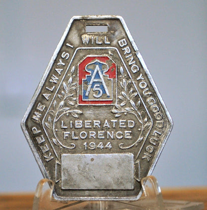 Souvenir Of Florence Liberated in 1944 Keychain - Goodluck Florence Souvenir Keychain