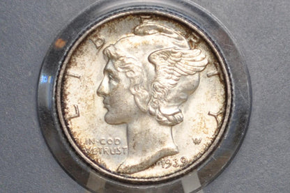 1939 Mercury Silver Dimes P,D,S - Choose by Mint & Grade - 1939D Mercury Head / 1939 S Liberty Head Dime - Winged Liberty Head 1939P