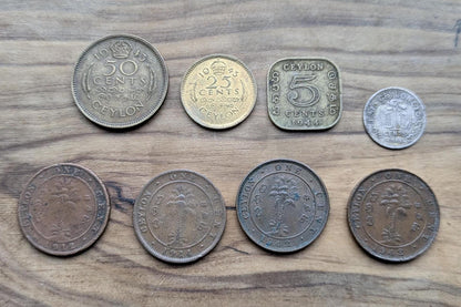 Ceylon Coins - Choose by Denomination and Year - King George - UK 2 Pence 1951 Sri Lanka - 2 Penny Coin 1951 UK Ceylon Sri Lanka