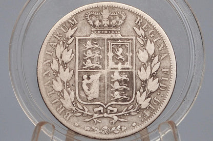 1881 Great Britain Half Crown - Awesome Historic Coin - VG Grade / Condition - 1881 Silver 1/2 Crown 1881 United Kingdom HalfCrown