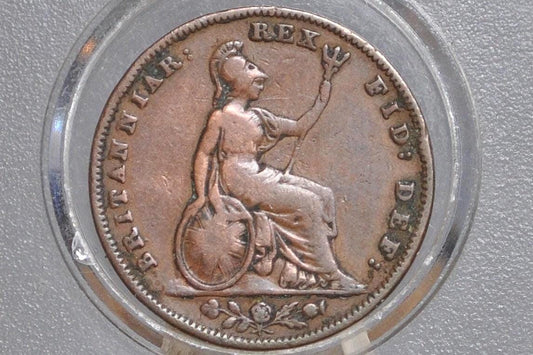 1837 Farthing Great Britain - VF, Nice Original Coin - UK Farthing 1837 - King George III - British Farthing 1937, Solid Detail, Great Coin