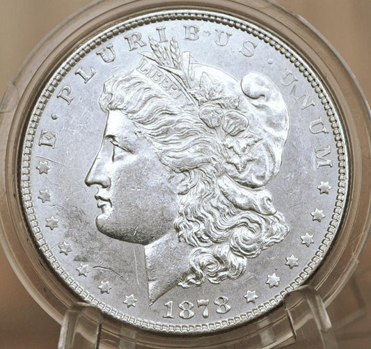 1878 Morgan Silver Dollar Eight Feathers - AU50 (About Uncirculated) - 1878 8 Tail Feathers Morgan - 8 Feather Variety 1878 P Morgan Silver