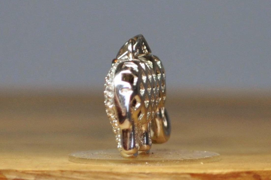 Sparkling Studded Elephant Pendant - Stamped and Tested Sterling Silver - Diamond Pattern Filigree - Asian/African Jewelry