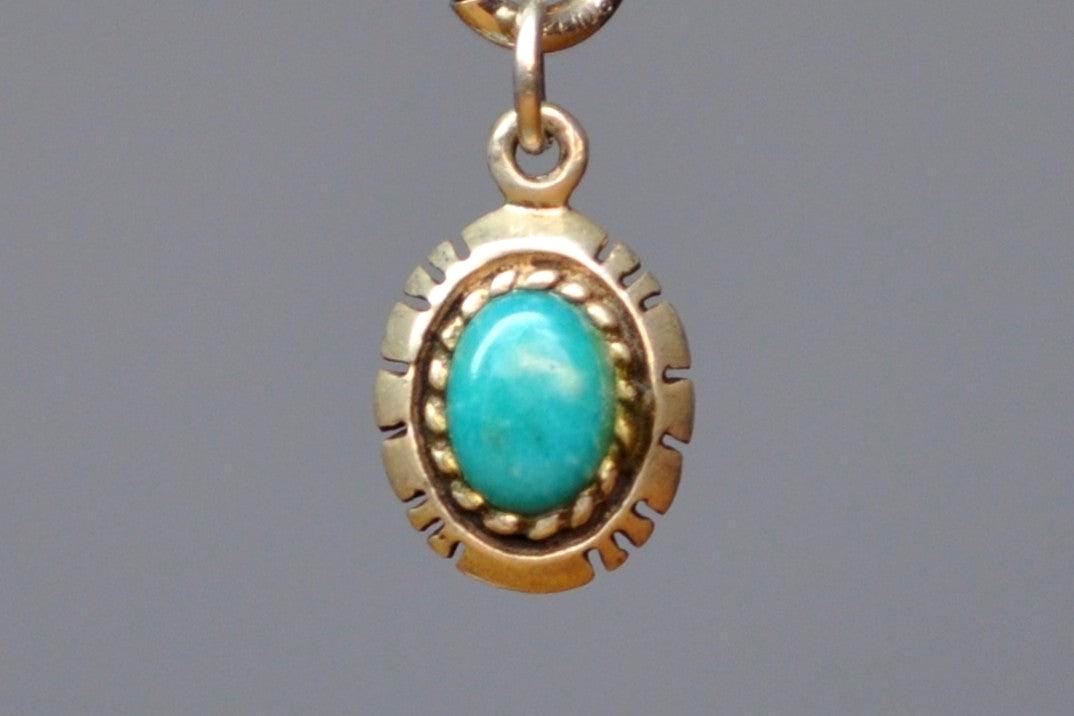 Silver Turquoise Cut Edges Pendant - Tested Sterling Silver - Authentic Native Jewelry