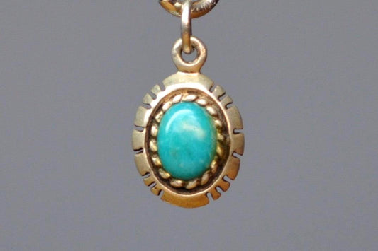 Silver Turquoise Cut Edges Pendant - Tested Sterling Silver - Authentic Native Jewelry