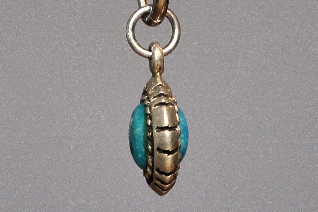Silver Turquoise Cut Edges Pendant - Tested Sterling Silver - Authentic Native Jewelry