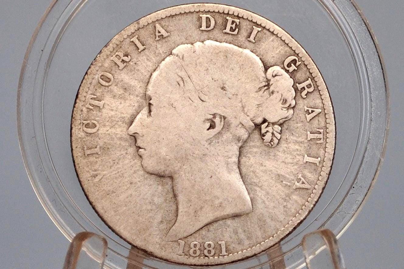 1881 Great Britain Half Crown - Awesome Historic Coin - VG Grade / Condition - 1881 Silver 1/2 Crown 1881 United Kingdom HalfCrown