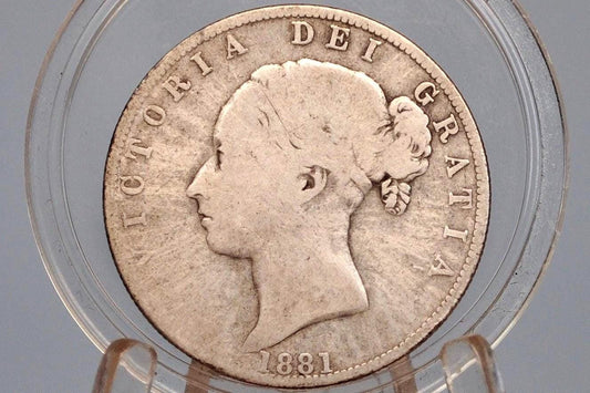 1881 Great Britain Half Crown - Awesome Historic Coin - VG Grade / Condition - 1881 Silver 1/2 Crown 1881 United Kingdom HalfCrown