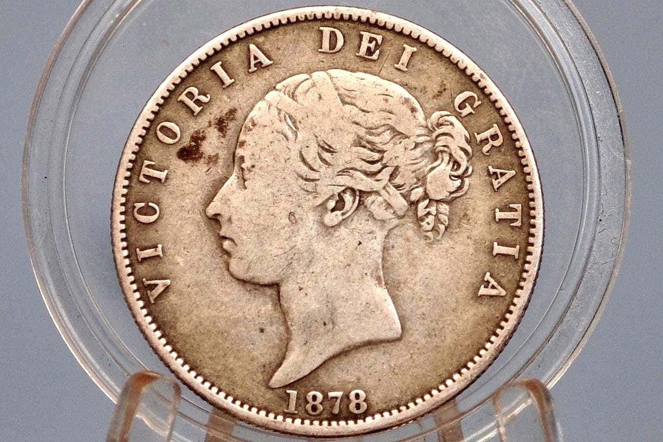 1878 Great Britain Half Crown - Awesome Historic Coin - Fine+ Grade / Condition - 1878 Silver 1/2 Crown 1878 United Kingdom HalfCrown
