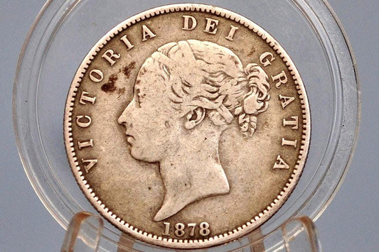 1878 Great Britain Half Crown - Awesome Historic Coin - Fine+ Grade / Condition - 1878 Silver 1/2 Crown 1878 United Kingdom HalfCrown