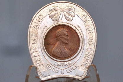 Rockingham Park NH Good Luck Token - Keep Me And Never Go Broke - I Bring Good Luck - Good Luck Pocket Piece 1978 Encased Penny