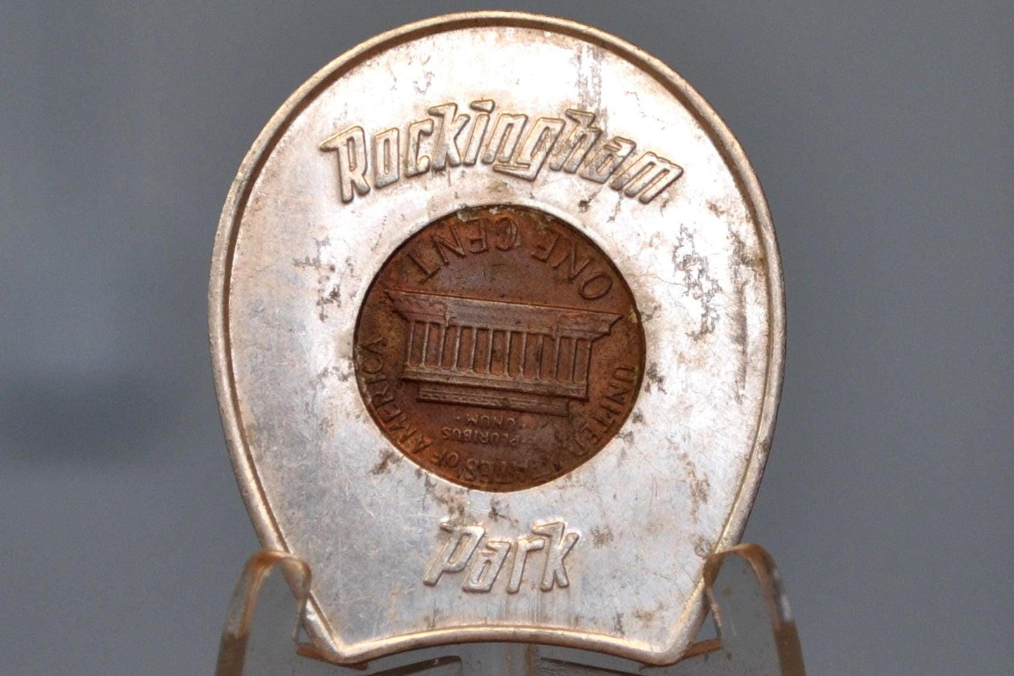 Rockingham Park NH Good Luck Token - Keep Me And Never Go Broke - I Bring Good Luck - Good Luck Pocket Piece 1978 Encased Penny