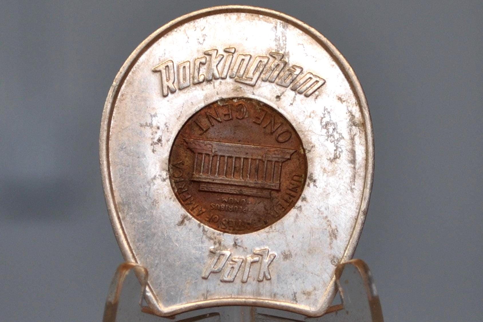Rockingham Park NH Good Luck Token - Keep Me And Never Go Broke - I Bring Good Luck - Good Luck Pocket Piece 1978 Encased Penny