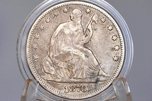 1876 Seated Liberty Half Dollar - Nice Original Coin, Choice VF - 1876 Liberty Seated Silver Half Dollar