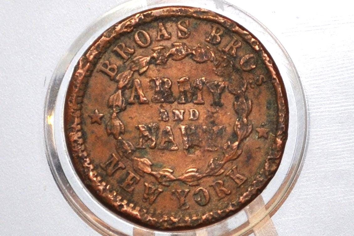 1863 Civil War Token - Army and Navy - Damaged, Lower Cost CWT - Civil War Tokens 1863