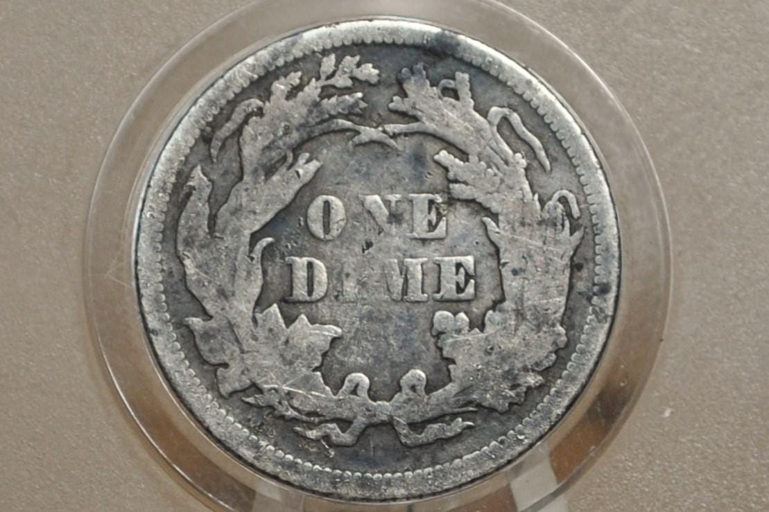1873 Seated Liberty Dime - Fine Details, Minor Damage - 1873 Liberty Seated Silver Dime - Authentic, Great Date!