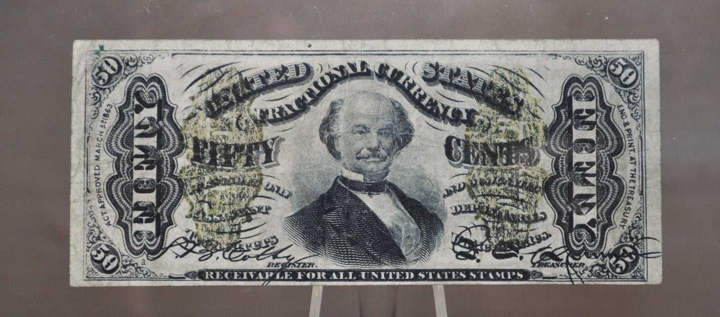1863 US Fractional Currency 50 Cent Note - Third Issue - Design "a" only on obverse - 1863 Fifty Cent Fractional Bank Note - Fr#1342