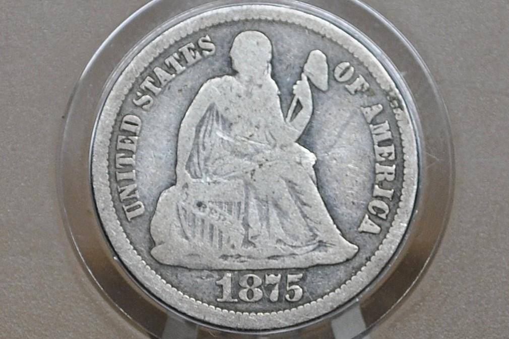 1875 Seated Liberty Dimes - Choose by Mint & Grade / Condition - 1875S Liberty Seated Silver Dime 1875 CC Dime -