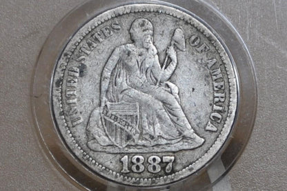 1887 Seated Liberty Dimes - Choose by Grade / Condition! - 1887 Silver Dime / 1887 Liberty Seated Dime - US Historic Coin