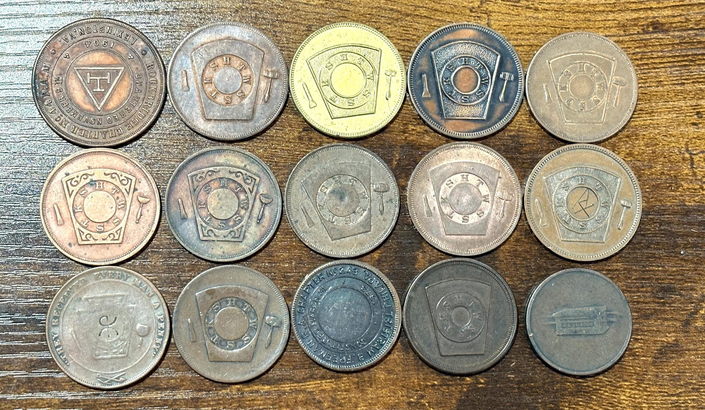 Masonic Pennies From Varying Chapters 15 To Choose From - Freemasonry Fifteen Chapters One Pennies to Choose from!!!