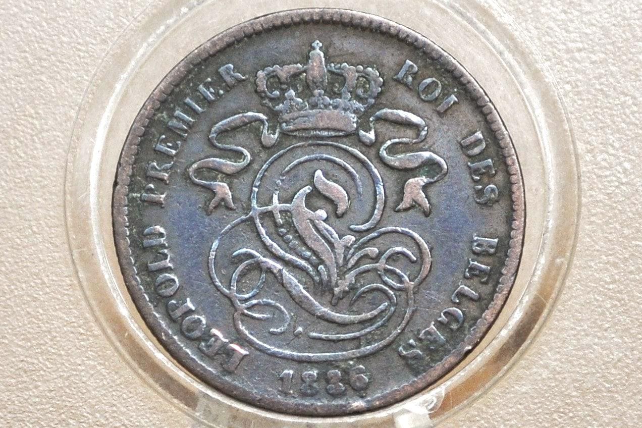 1836 Belgian 2 Centimes - F/VF, Great Detail - Leopold I - 1833 Belgium 2 Cents, Historic Coin