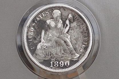1890 Seated Liberty Dime - G (Good) - Philadelphia Mint - 1890 Silver Dime / 1890-P US Dime