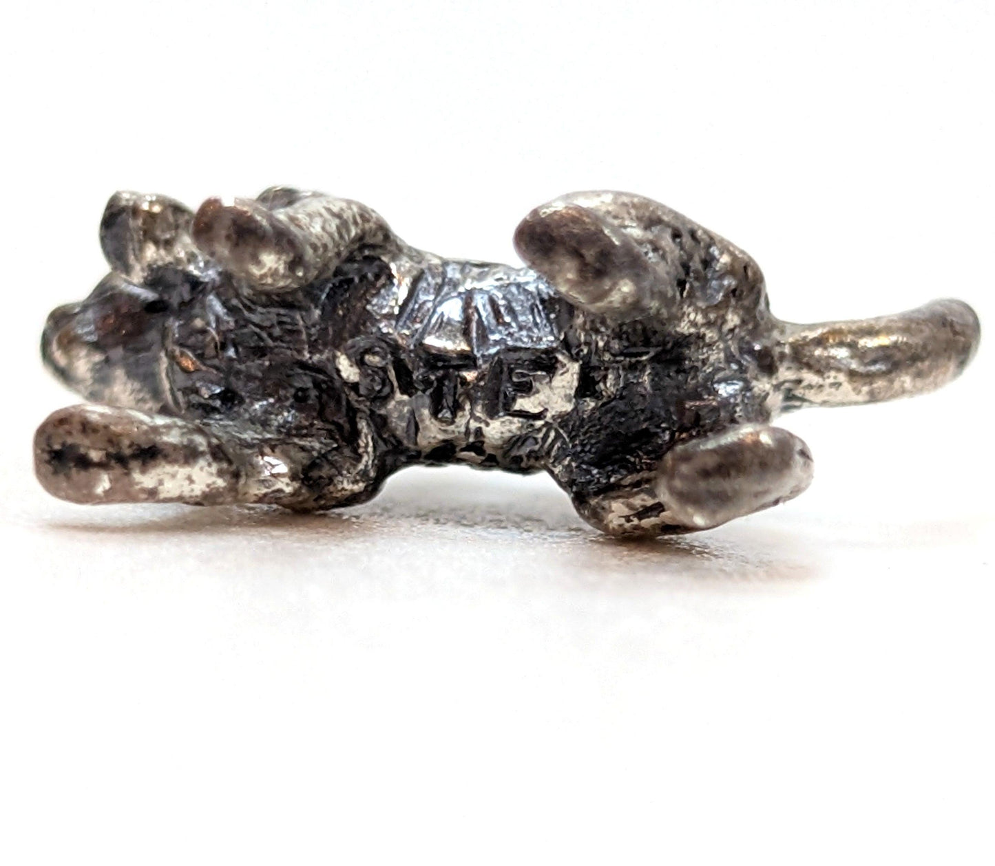 Vintage Sterling Kitten with a Bow Charm - 925 Silver Cat Charm - 2.28 Grams