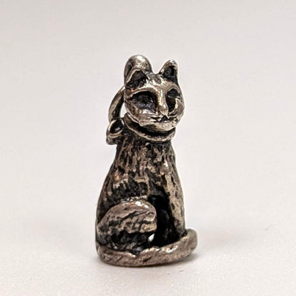 Vintage Sterling Sitting Cat Charm - 925 Silver - 2.69 grams