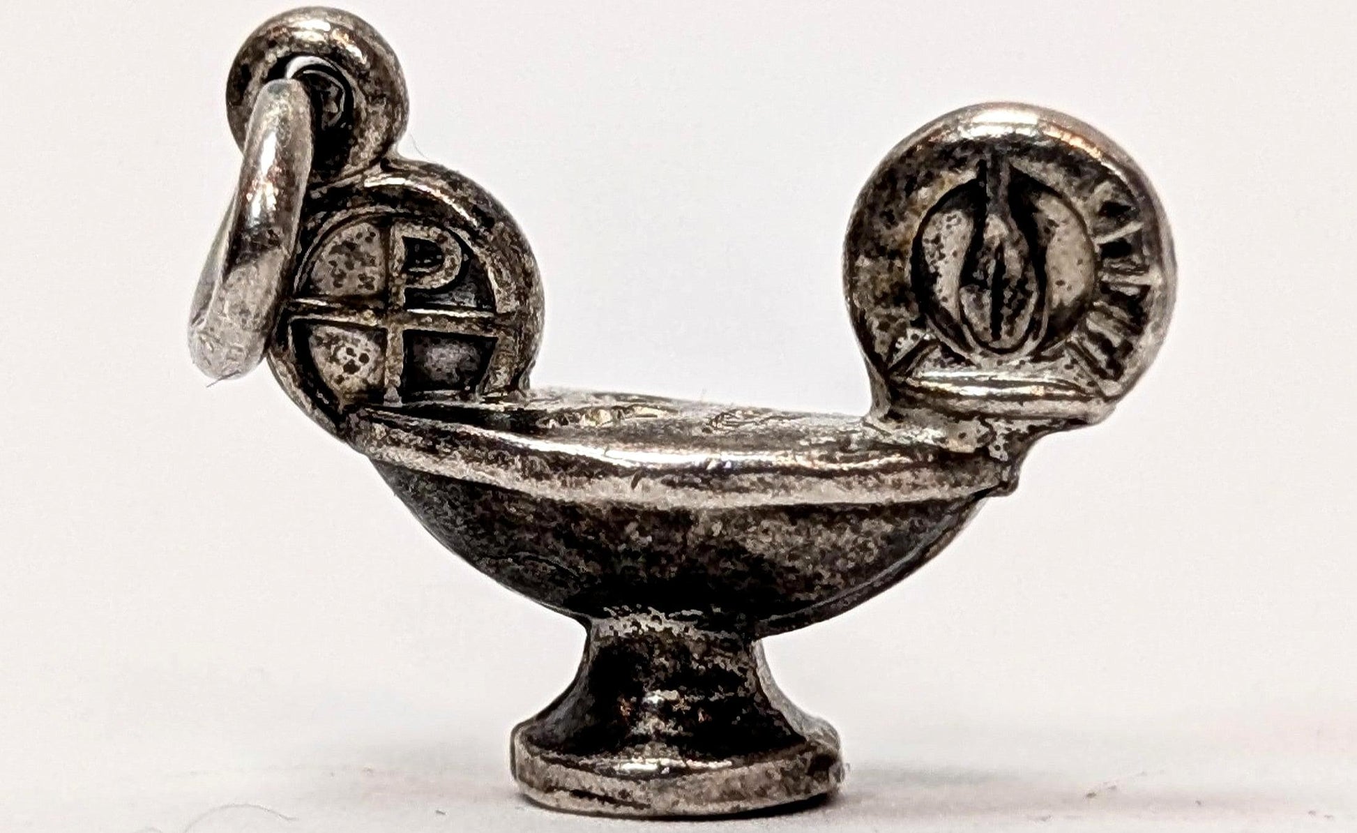 Sterling Creed Oil Lamp Charm - Stamped and Tested Sterling Silver - Micro Charm