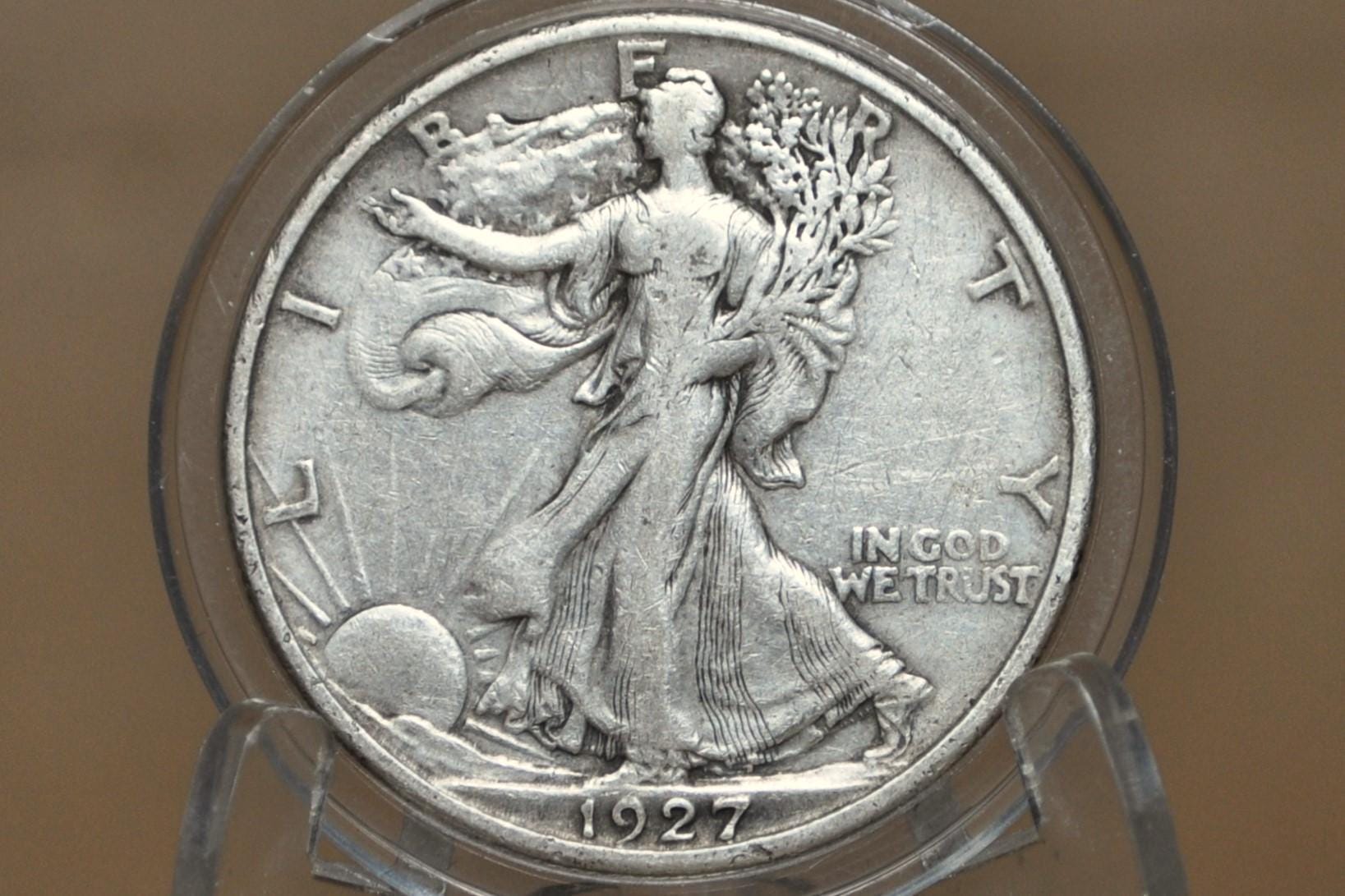 1927-S Walking Liberty Silver Half Dollar - F (Fine) - San Francisco Mint - 1927-S Half Dollar / 1927 S Liberty Walking Half