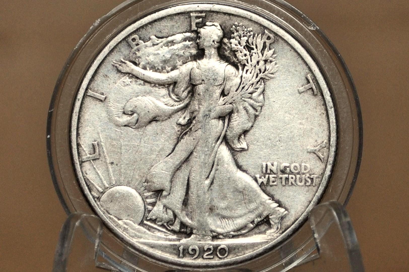 1920-S Walking Liberty Silver Half Dollar - VG (Very Good) Grade / Condition - San Francisco Mint - 1920 S Half Dollar / 1920 S WLH