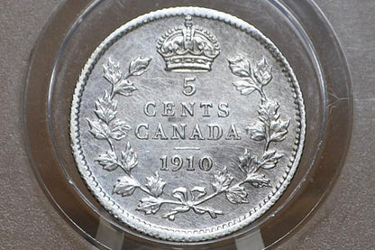 1910 Canadian 5 Cent - Choose by Grade / Condition - Five Cent Canada 1910 - Sterling Canadian Five Cent Coin From 1910