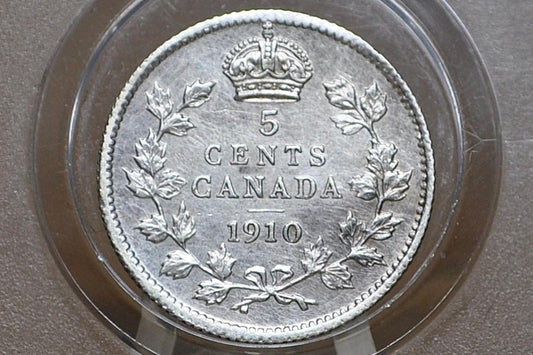 1910 Canadian 5 Cent - Choose by Grade / Condition - Five Cent Canada 1910 - Sterling Canadian Five Cent Coin From 1910