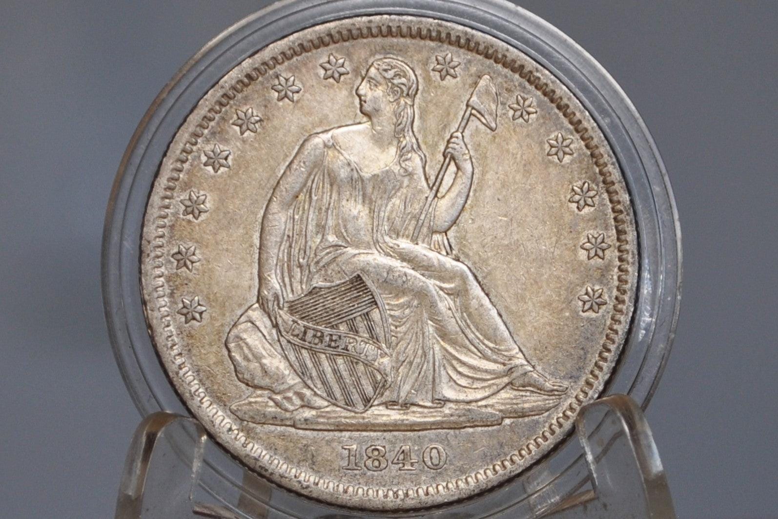 1840 Seated Liberty Half Dollar - MS62, Beautiful Coin - 1840 Liberty Seated Silver Half Dollar Small Letter