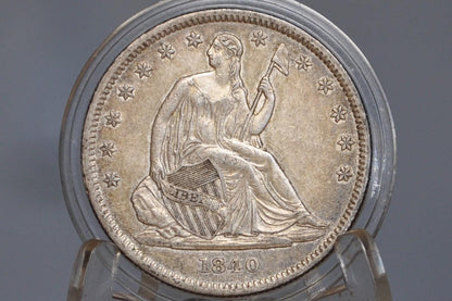 1840 Seated Liberty Half Dollar - MS62, Beautiful Coin - 1840 Liberty Seated Silver Half Dollar Small Letter