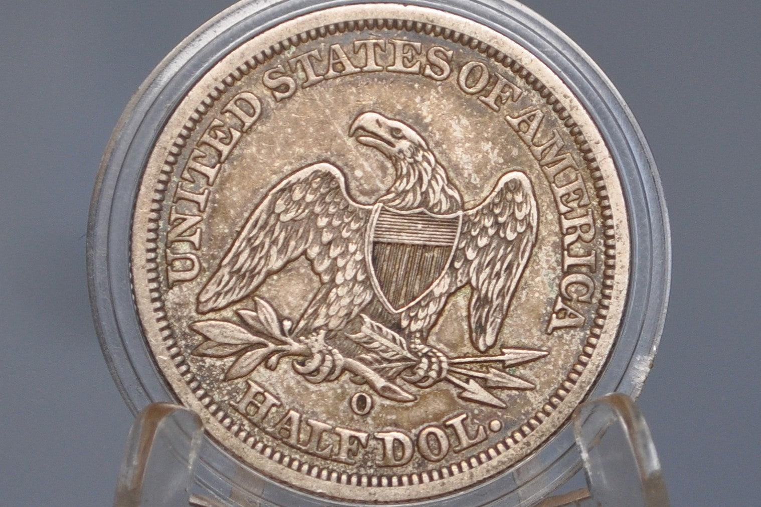 1847-O Seated Liberty Half Dollar - AU, Beautiful Coin - 1847O Liberty Seated Silver Half Dollar