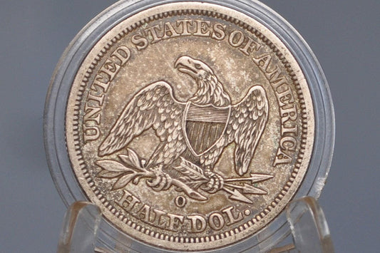 1847-O Seated Liberty Half Dollar - AU, Beautiful Coin - 1847O Liberty Seated Silver Half Dollar