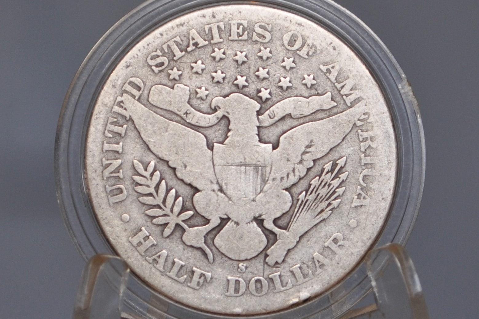 1895-S Barber Half Dollar - G (Good) Grade / Condition - 1895S Barber Silver Half Dollar - 1895 P Half Dollar - 1895 Barber Half