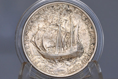 1921 Pilgrim Tercentenary Silver Commemorative Half Dollar - MS62 (Uncirculated) - Pilgrim Half Dollar Commemorative 1921, Rarer Date!