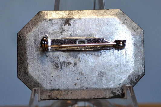 Miniature Hand-Painted Toleware Tray Vintage Brooch - Antique Miniature Fruit Design Tray Pin