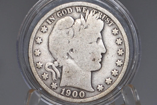 1900-O Barber Half Dollar - G (Good) Grade / Condition - 1900O Barber Silver Half Dollar 1900 New Orleans Mint - Affordable Gift Idea