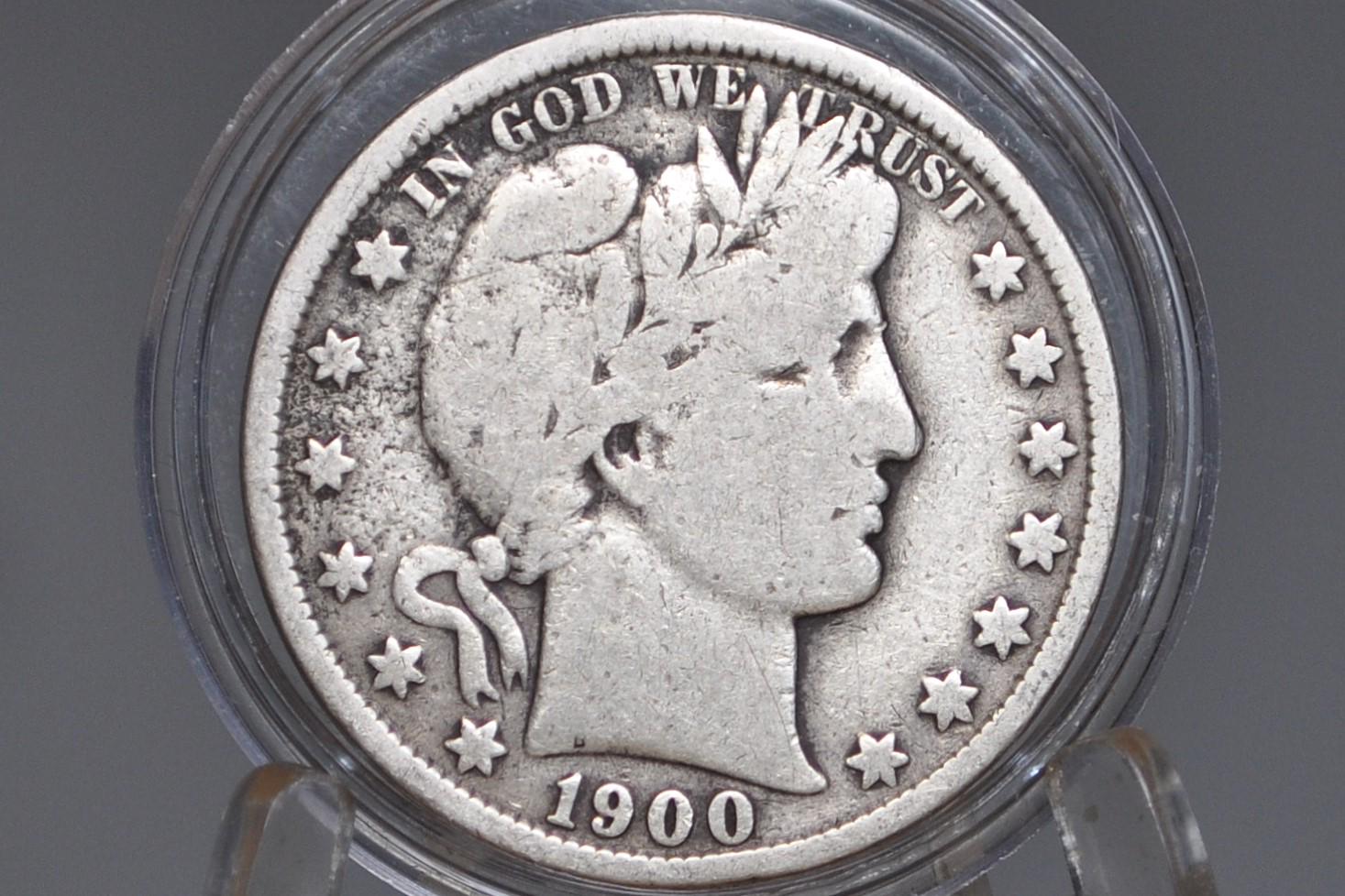 1900-O Barber Half Dollar - G (Good) Grade / Condition - 1900O Barber Silver Half Dollar 1900 New Orleans Mint - Affordable Gift Idea