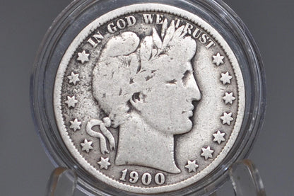 1900-O Barber Half Dollar - G (Good) Grade / Condition - 1900O Barber Silver Half Dollar 1900 New Orleans Mint - Affordable Gift Idea