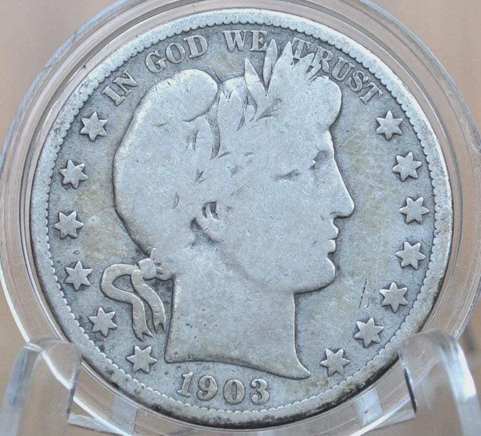 1903 Barber Silver Half Dollar - Choose by Grade / Condition - 1903 P Silver Half Dollar 1903 Barber Half 1903P Half Dollar, Nice Coin