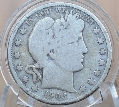 1903 Barber Silver Half Dollar - Choose by Grade / Condition - 1903 P Silver Half Dollar 1903 Barber Half 1903P Half Dollar, Nice Coin