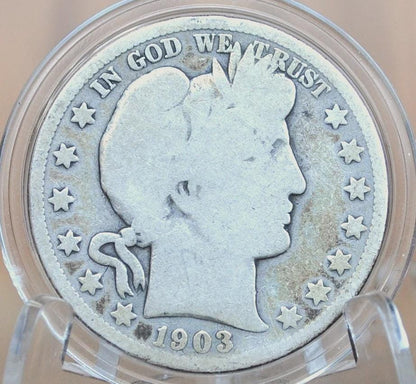 1903 Barber Silver Half Dollars, P, O,S Mints - Choose by Mint / Grade - 1903 P Silver Half Dollar 1903 Barber Half 1903O Half Dollar 1903S