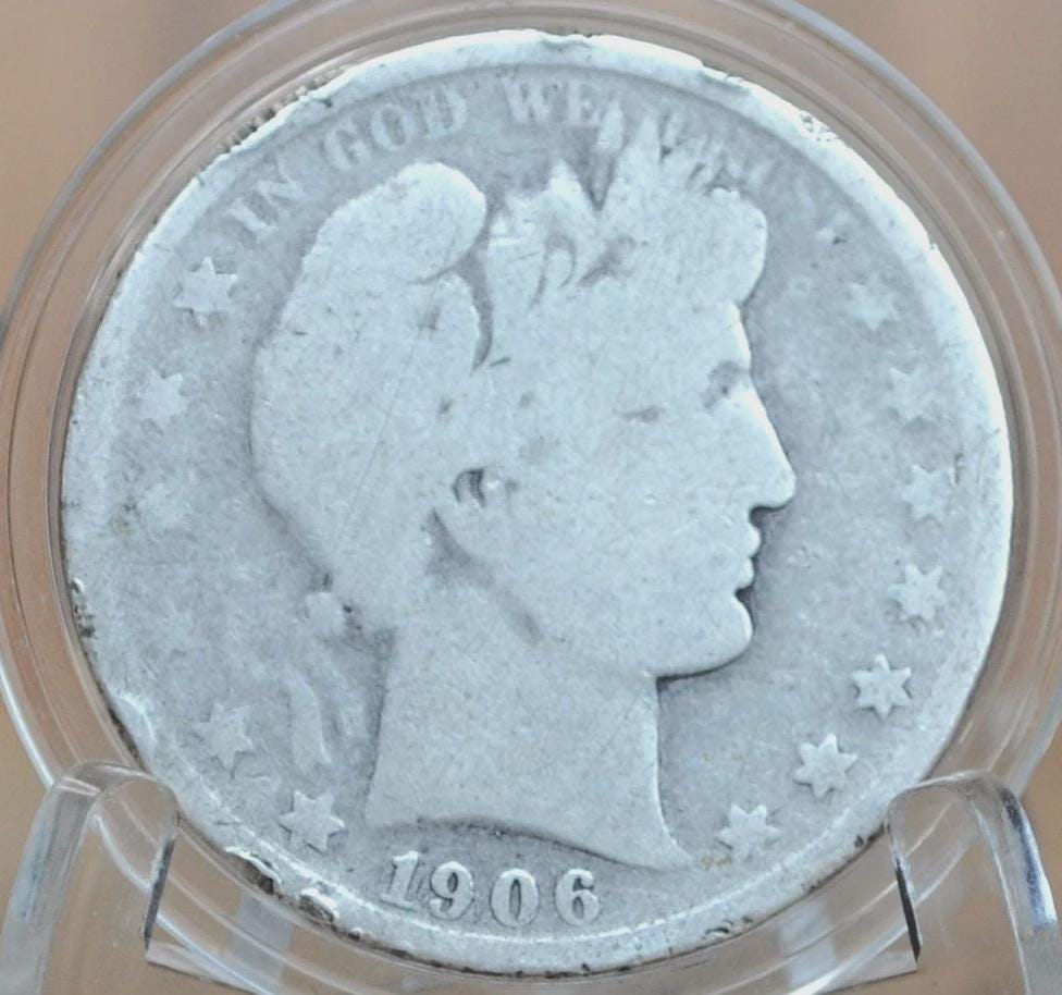 1906 Barber Half Dollars P,D,O,S - Choose by Mint & Grade - 1906 Silver Half Dollar - 1906D Barber - 1906 O Half Dollar 1906S