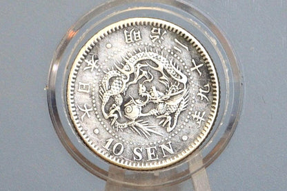 Japan 1893 10 Sen Silver Coin - Japanese Silver Coin Ten Sen - 10 Sen Silver Coin